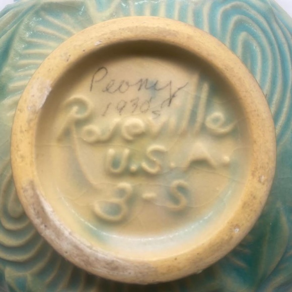 Roseville #3-S/3-C, Peony Sugar and Creamer, - Picture 8 of 8